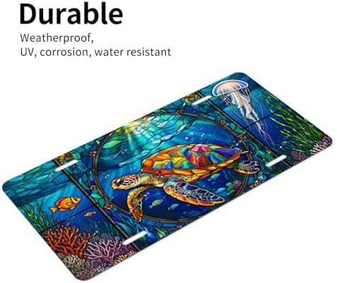 Sea Turtle Stained Glass Front License Plate 6" * 12" for Women