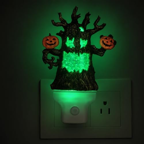 Halloween Ghost Tree Water Motion Night Light with Pumpkin Lanterns by Niqelva