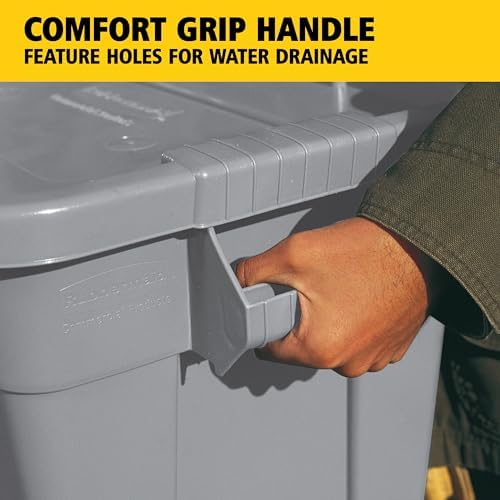 Rubbermaid Commercial Products Brute Tote with Lid, Gray, 14-Gallon - Image 3