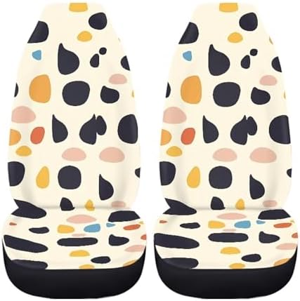 Cow Spot Interior 2pcs Car Seat Cover, Irregular Polka Dot Universal Fit Auto Seat Covers, Novelty Minimalist Aesthetics Car Accessory for Most Cars, Trucks, SUVs Vans