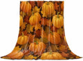 DecorLovee Orange Pumpkins Fall Blanket 40"x60", Reversible Thanksgiving Throw Blanket for Couch/Bed/Camping, Maple Leaf Harvest Lightweight Soft Throw Blanket for Boys, Warm Fuzzy Blankets for Winter by DecorLovee