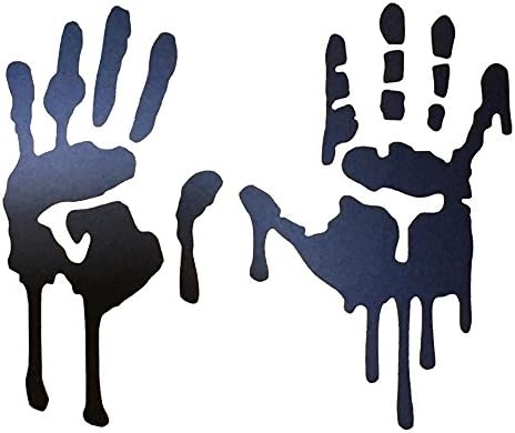 customTAYLOR33 High Intensity Grade Reflective Bloody/Dripping Hands Decals for Helmets, Windscreens, Rear Windows, Bumper Stickers (7 inches Height, Black)