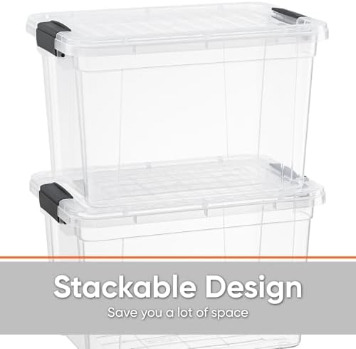 Superio 26.5 Quart Clear Plastic Storage Boxes with Lids, Stackable Organizer Containers, BPA-Free Storage Bins for Home, Office, School & Dorm, 10 Pack - Image 3