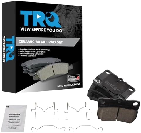 TRQ Rear Brake Pads Ceramic Hardware Wear Sensor