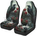 Bulopur Crow Car Seat Covers Full Set 2 Pack Waterproof Front Auto Seat Covers for Car Bucket Seats Side Air Bag Compatible Auto Interior Protector Universal for Most Cars SUV Truck