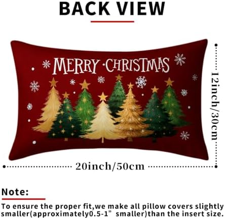 Sweetshow Xmas Tree Red Pillow Covers Set of 2 Cotton 20x12 Inches - Image 4