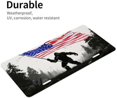 Bigfoot Vintage American Flag Front License Plate 6" * 12" for Women
