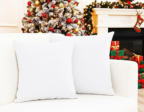 PurpleEssences Solid Throw Pillow Cover, 22x22 in Set of 2 - White by PurpleEssences