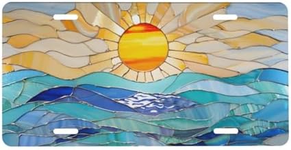 Stained Glass Ocean Beach Front License Plate 6" * 12" for Women