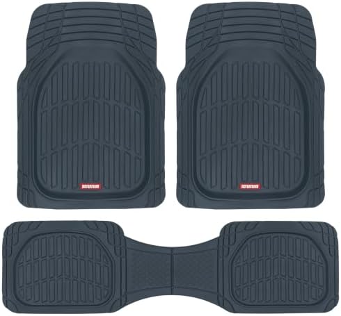 Motor Trend FlexTough Floor Mats for Cars, Blue Deep Dish All-Weather Car Mats, Waterproof Trim-to Fit Automotive Floor Mats for Cars Trucks SUV, Universal Floor Liner Car Accessories