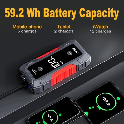 H50 Jump Starter - 5000A Jump Starter Battery Pack for Up to 10.0L Gas and 8.0L Diesel Engines, 12V Car Battery Jumper Starter Portable with 3.0" LCD Display, Jump Box - Image 3