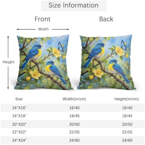 Bluebird Throw Pillow Covers 16x16 Set of 2 Spring Summer Yellow Floral - Image 5