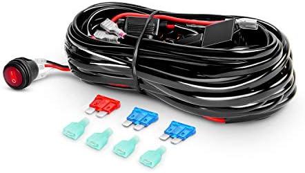 Nilight 2PCS 27W Round Flood Driving Lamp Waterproof Jeep Off Road Fog Lights with Off Road Wiring Harness- 2 Leads
