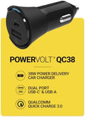 Scosche CPDCA38 38W USB-C Cigarette Lighter Adapter, Dual Car Charger with USB-A and USBC Fast Charging Port Compatible with iPhone 16/15/14/13/12, Samsung Galaxy S25/S24/S23 & Type-C Android Devices