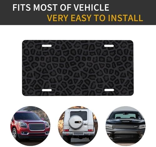 Black Leopard Front License Plate 6" * 12" for Women