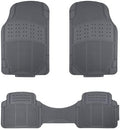 Amazon Basics Universal PVC Faux Rubber Car Floor Mats, Anti-Slip, All Weather Protection, Waterproof Flexible Trim to Fit for 95% Automotive SUV Sedans Trucks, Charcoal Pure Grey, Pack of 3