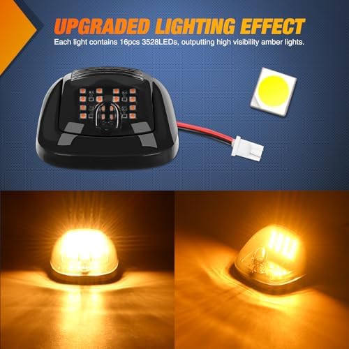 Nilight Cab Roof Marker Light 5 PCS 16 LED Smoked Lens Amber Top Lights