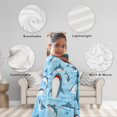 Cute Sharks Blanket Gifts for Girls Boys Women - Super Soft Cozy Warm Throw Sheet for Couch Bed Sofa Office Decor All Season 90"x120" for Whole Family - Image 6