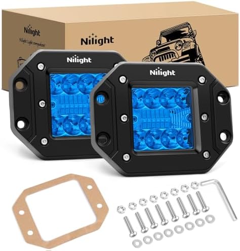Nilight 2 PCS 42 W Flush Mount LED Light Pods Blue Spot Flood Combo Beam