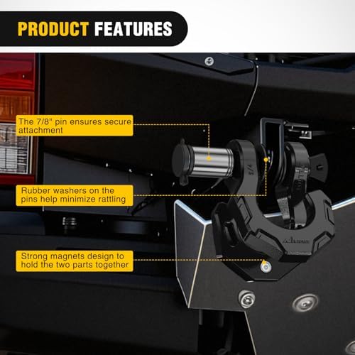 Nilight 2 Pack 3/4" D-Ring Separate Shackle 45,000 Lbs Break Strength | Includes 7/8" Lock Pin, Isolators and Washers Off Road Recovery, for Tow Strap Winch Truck Vehicle Black