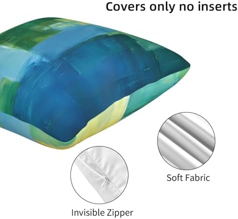 Teal Abstract Throw Pillow Covers 18x18 inch Set of 2 Blue and Green Pillow Case Cushion Cover for Home Sofa Couch Living Room Car Decor - Image 5