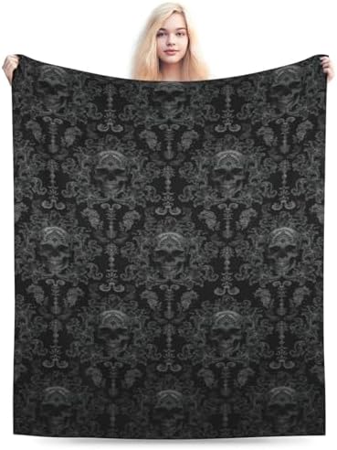 Socira Skull Blanket Skull Throw Blanket Gifts Men Soft Sofa Black Throws Travel Camping Bed for Home Car - Image 5