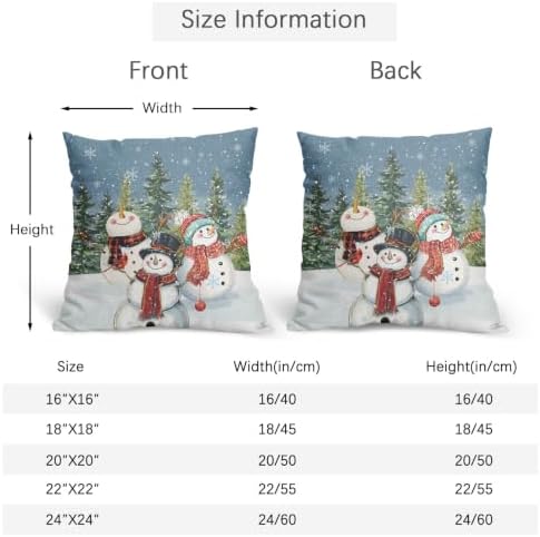 Christmas Snowman Pillow Covers 22x22 Set of 2 Blue Highly Absorbent - Image 4