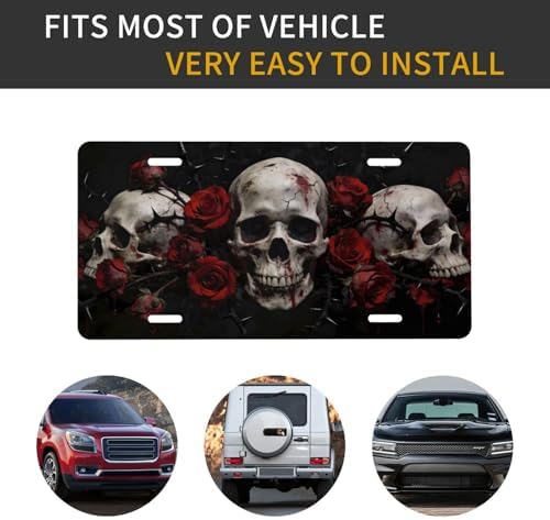 Gothic Skulls Front License Plate Aluminum Decorative License Plates