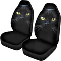 BIGCARJOB Durable Washable Black Cat Car Seat Covers 2pc Front Seat Only Ultra-Soft Universal Auto Drive Seat Protector Cover