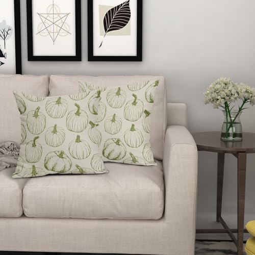 Lime Green Pumpkin Fall Pillow Covers 20x20 Set of 2 Autumn Themed Thanksgiving Harvest Print Decorative Throw Pillows Outdoor Farmhouse Pillowcases Cushion Case Seasonal Decor for Couch Sofa Bed - Image 7