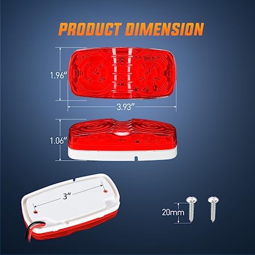 Nilight Double Bullseye Marker Light 14PCS Red Amber 10LED Rectangular
