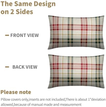 Christmas Plaid Lumber Pillow Covers 12x20 Set of 2 Cream Highly Absorbent - Image 6
