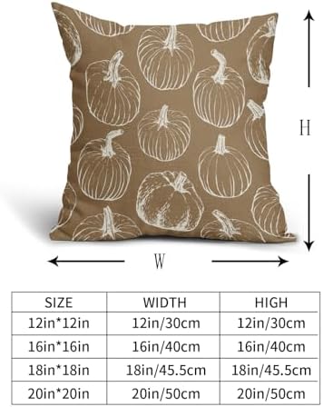Brown Fall Pumpkin Pillow Covers 18x18 Set of 2 Autumn Themed Thanksgiving Cream Print Decorative Throw Pillows Outdoor Pillowcase Farmhouse Linen Cushion Case Decor for Home Sofa Couch Bed - Image 5