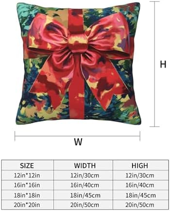 Christmas Bow Art Theme Throw Pillow Covers 18x18 inch Set of 2 Pillow Case Cushion Cover for Home Sofa Couch Living Room Car Decor - Image 3