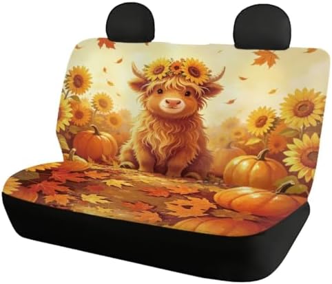 Sunflower Cow Cars Backseat Covers,Seat Cushion for Rear Seat Non-Slip Car Seat Covers,Auto Car Vehicle Long Rear Bench Seat Cover Protective Cushion Mat