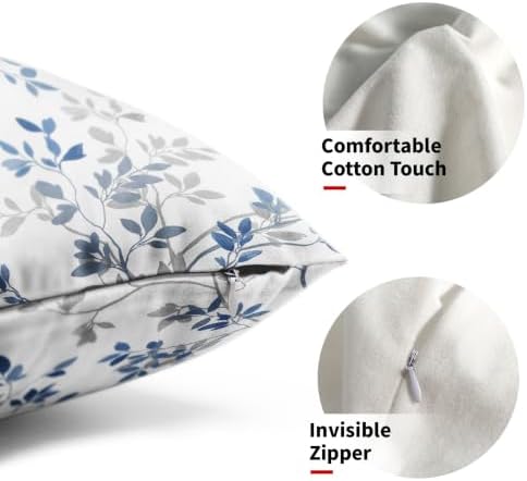 Sweetshow Bird and Leaf Pillow Covers Set of 2 Cotton 20x12 Inches - Image 3