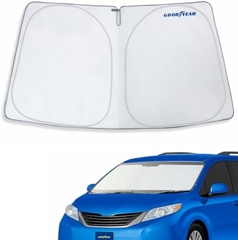 Goodyear Foldable Windshield Sunshade for Toyota Sienna 2011-2020, Car Accessories, Sunshade Cover, Sun Shade Car Windshield, Window Sun Blocker - GY008288