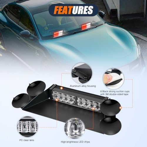 Nilight 16LED Red White Dash Strobe Light Cigarette Lighter Plug