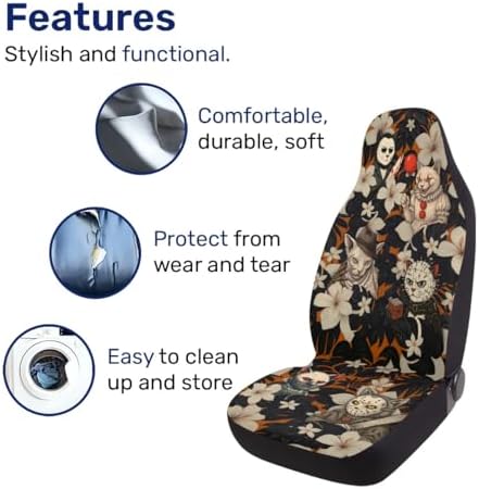 GENANY Horror Character Collage Car Seat Covers, 2-Piece Front Seat Set