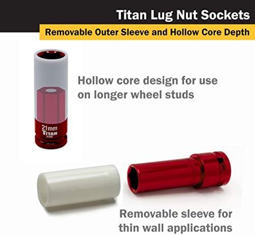 Titan 21183 3-Piece 1/2-Inch Drive Non-marring Impact Deep Lug Nut Socket Set, Includes 17mm, 19mm, and 21mm - Image 6