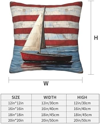 Striped Nautical Throw Pillow Covers 18x18 inch Set of 2 Boat Anchor Pillow Case Cushion Cover for Home Sofa Couch Living Room Car Decor - Image 3