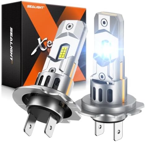SEALIGHT H7 Led Bulbs, 80,000LM 1200% Brightness H7 Light Bulbs, 6500K Cool White Bulbs with Silent Cooling Fan, 70,000+ Hrs Long-Term Extended Lifespan, Plug and Play with Canbus Ready, Pack of 2