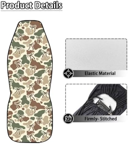 BIGCARJOB Camo Car Seat Cover Set for Women Knot Auto Interior Accessories Vehicle Bucket Seat Pad Fit Most Vehicle Cars Sedan