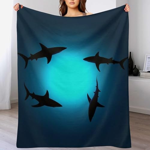 Animal Sharks Dancing Throw Blanket Flannel Fleece Autumn Lightweight Soft Fuzzy Cozy Sea Ocean Blanket for Couch Bed Fall Decor Travel Blankets Holiday Kids Adult 60"x50" - Image 2