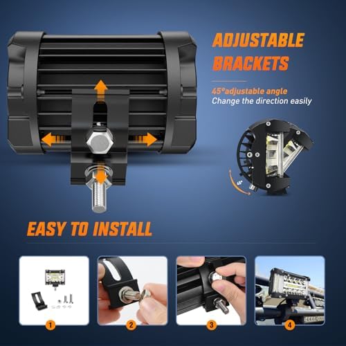Nilight 4.3 Inch Side Shooter Light Bar Spot Flood Combo Triple Row