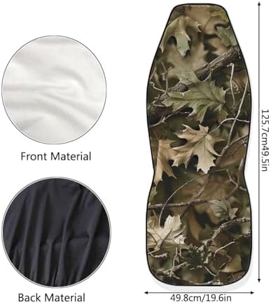Camouflage Oak Hunting Wood 2pcs Car Front Seat Covers Protectors, Anti-Slip Seat Cover with, Interior Decor Car Accessories, Universal Fit for Car SUV Trucks