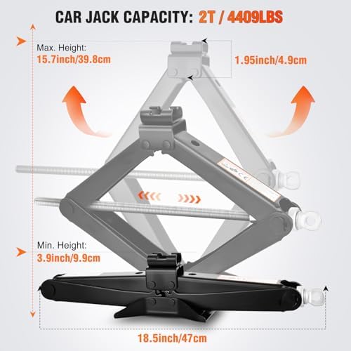 Nilight Scissor Jack for Car 2 Ton 4409 lbs, Lift Jack Kit w Crank Handle - Image 2