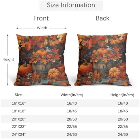 Fall Pumpkin Maple Leaves Pillow Covers 24x24 Set of 2 Highly Absorbent - Image 4