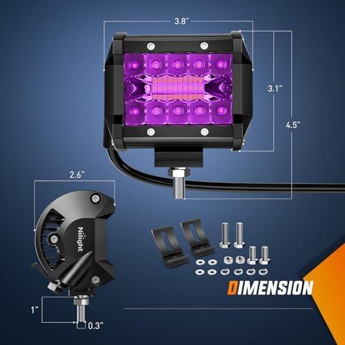 Nilight 2 PCS 4 Inch 60 W LED Light Pods Purple Spot Flood Combo Beam