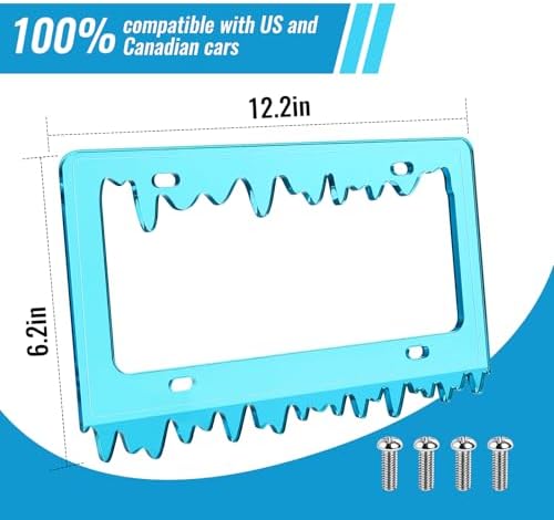 Timtin 1 Set Fluorescent Blue License Plate Frame, Style 1